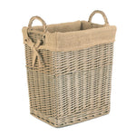 Wicker Small Rectangular Hessian Lined Log Basket