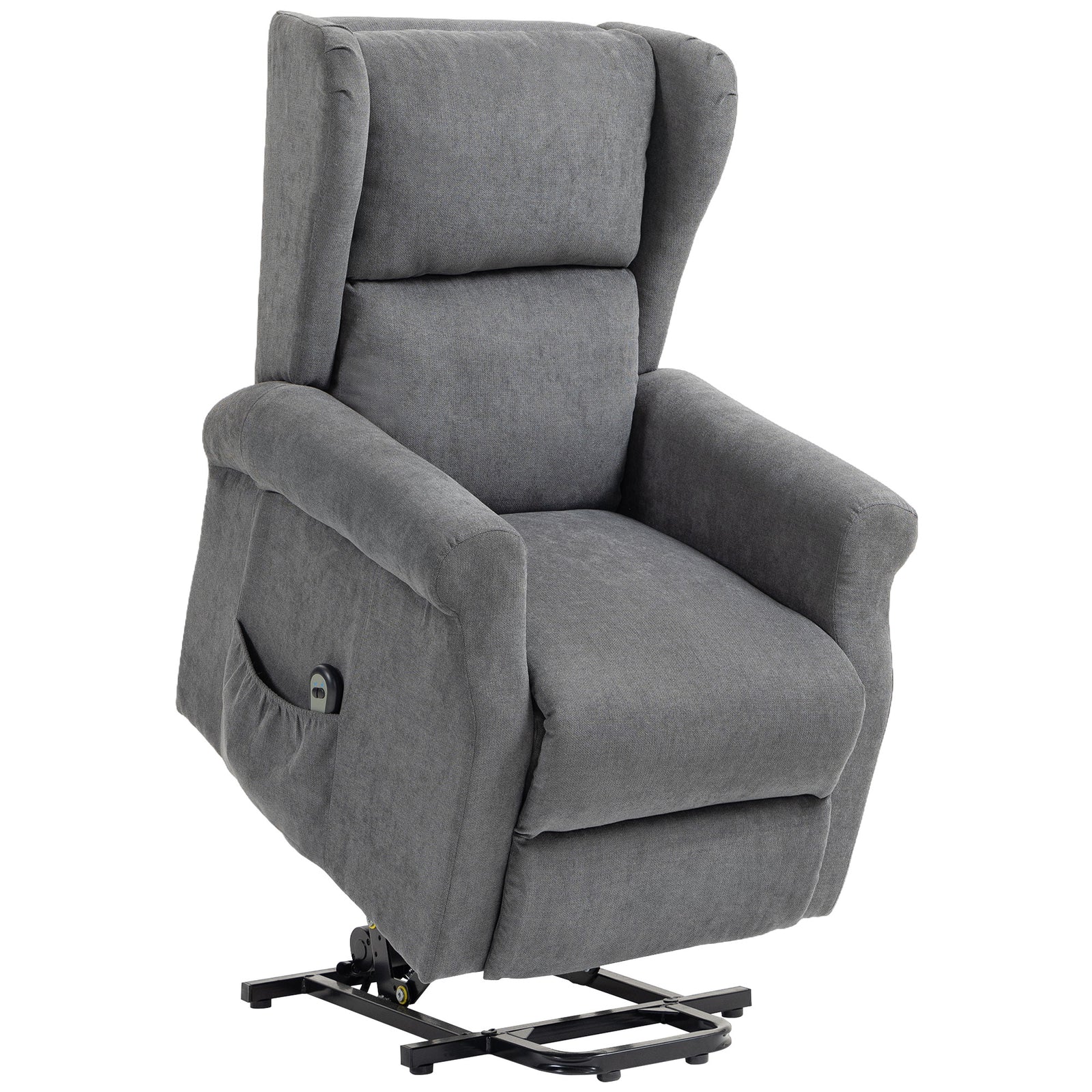 HOMCOM Power Lift Chair, Fabric Recliner Armchair W/ Remote Charcoal Grey
