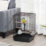 59cm Bird Cage With Openable Top, Stand, Tray, Handles, Feeding Bowls