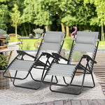 Foldable Garden Recliner Chair Set Of 2 W/ Footstool | Gray