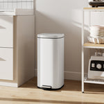30l Kitchen Bin, Pedal Bin With Lid, Removable Inner Bucket | Cream