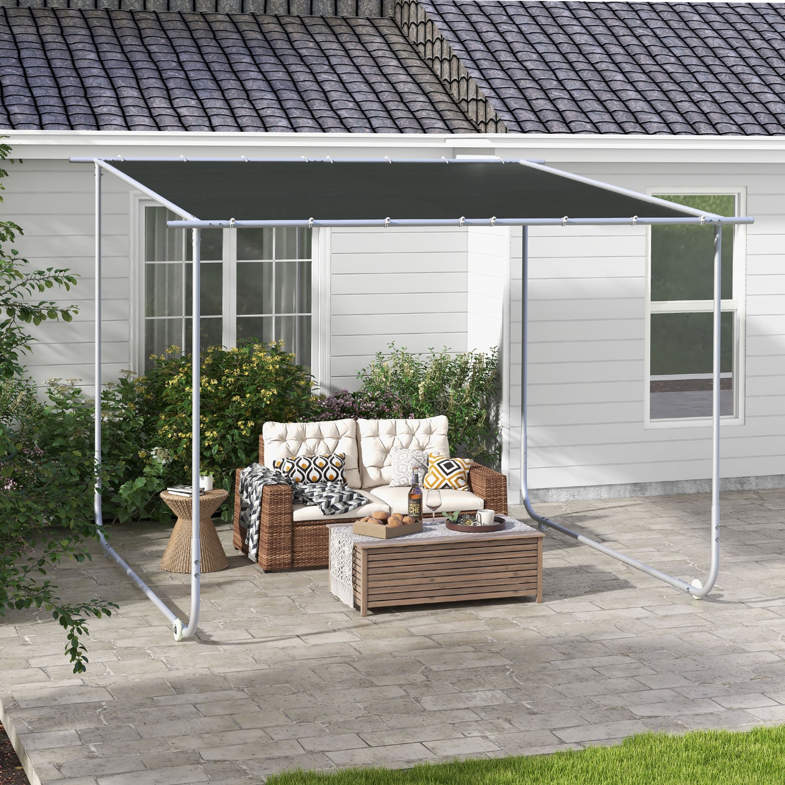 Mobile Pergola, Event Shelter W/ Wheels Uv-resistant Canopy