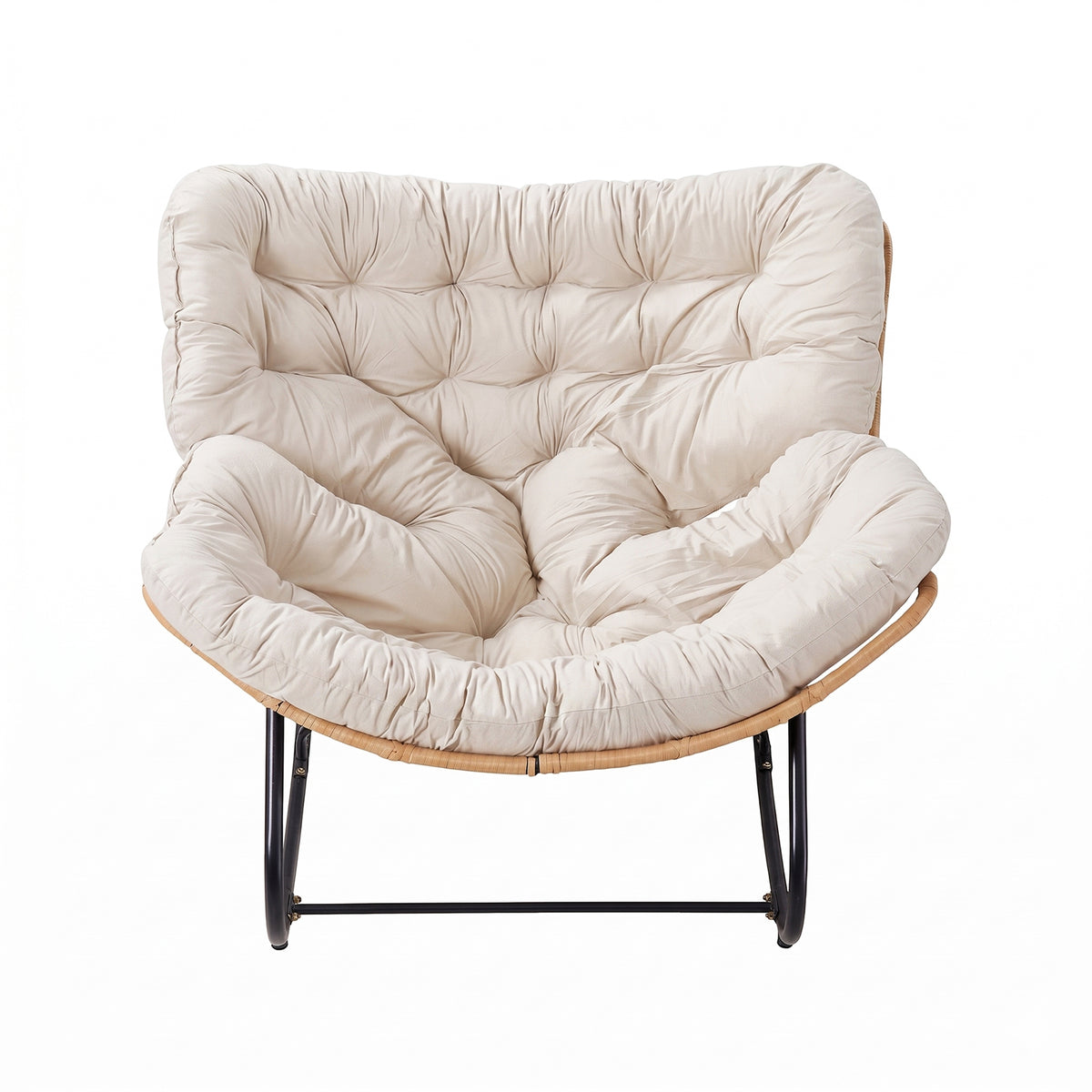 Modern Rocking Chair with Cushion – Large | Beige