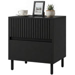 HOMCOM Bedside Cabinet With 2 Drawers, Storage And Steel Legs, Black