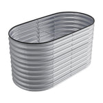 160/240/320cm W X 80cm D X 80cm Height Gardens Plan Oval-shaped Galvanized Steel Raised Garden Bed With Safety Edging & Ground Stakes | Small | Galvanized Silver