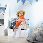 2 In 1 Wooden Kids Storage Bench, Toy Box W/ Safety Rod - Grey