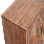 Solid Wood Arco Groove Sideboard, 2 Doors And 2 Shelves, Dark Brown