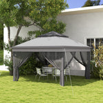 3 X 3(m) Pop Up Gazebo Tent With Netting, Height Adjustable | Gray