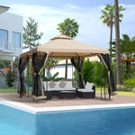 3x3metre Gazebo Patio Pavilion Canopy Tent W/ Netting Shelf
