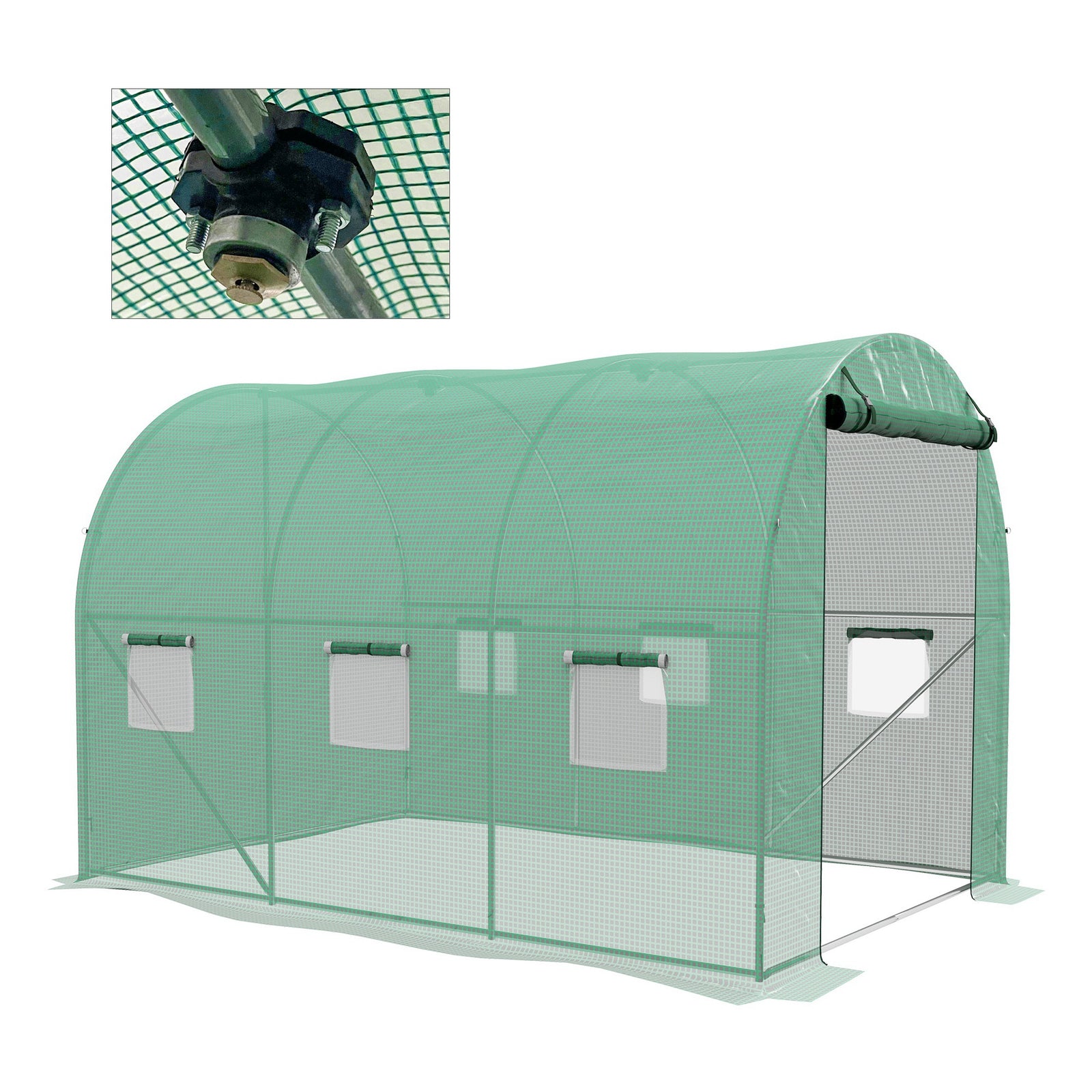 3x2m Polytunnel Greenhouse W/ Sprinkler System | Small | Green