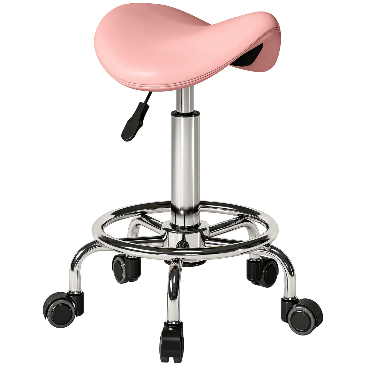 Saddle Chair, Rolling Salon Stool For Massage Spa | Pink