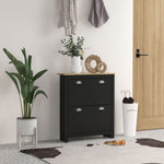 2 Drawer Shoe Cabinet, Flip Doors | Black