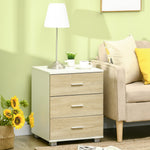 HOMCOM Bedside Table With 3 Drawers, Modern Nightstand, End Table