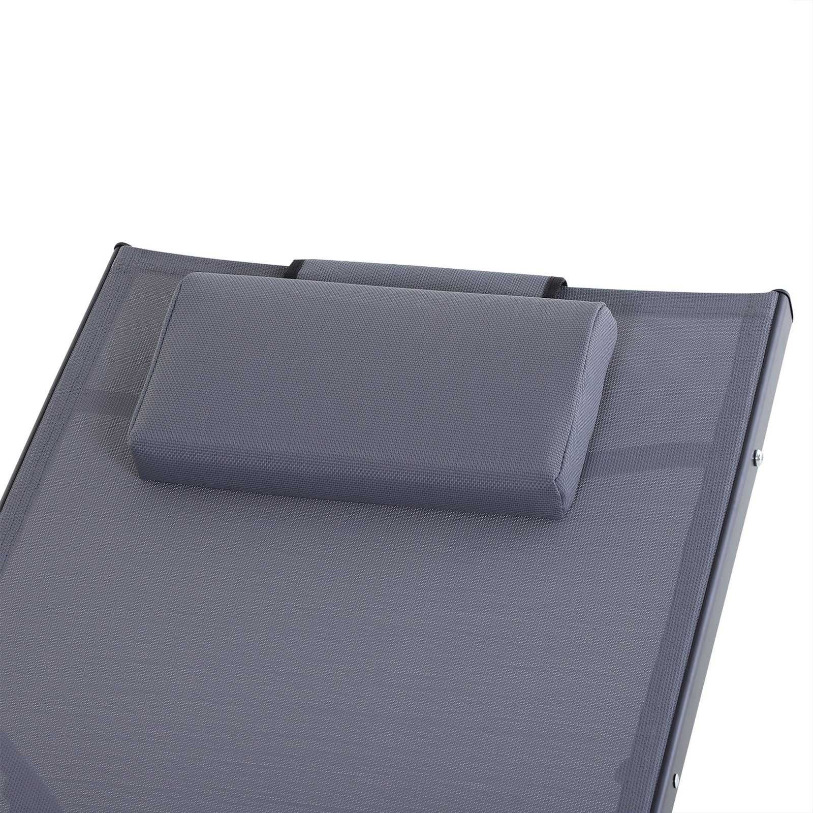Outsunny Sun Lounger Half Circle Arms Adjustable Head Footrest