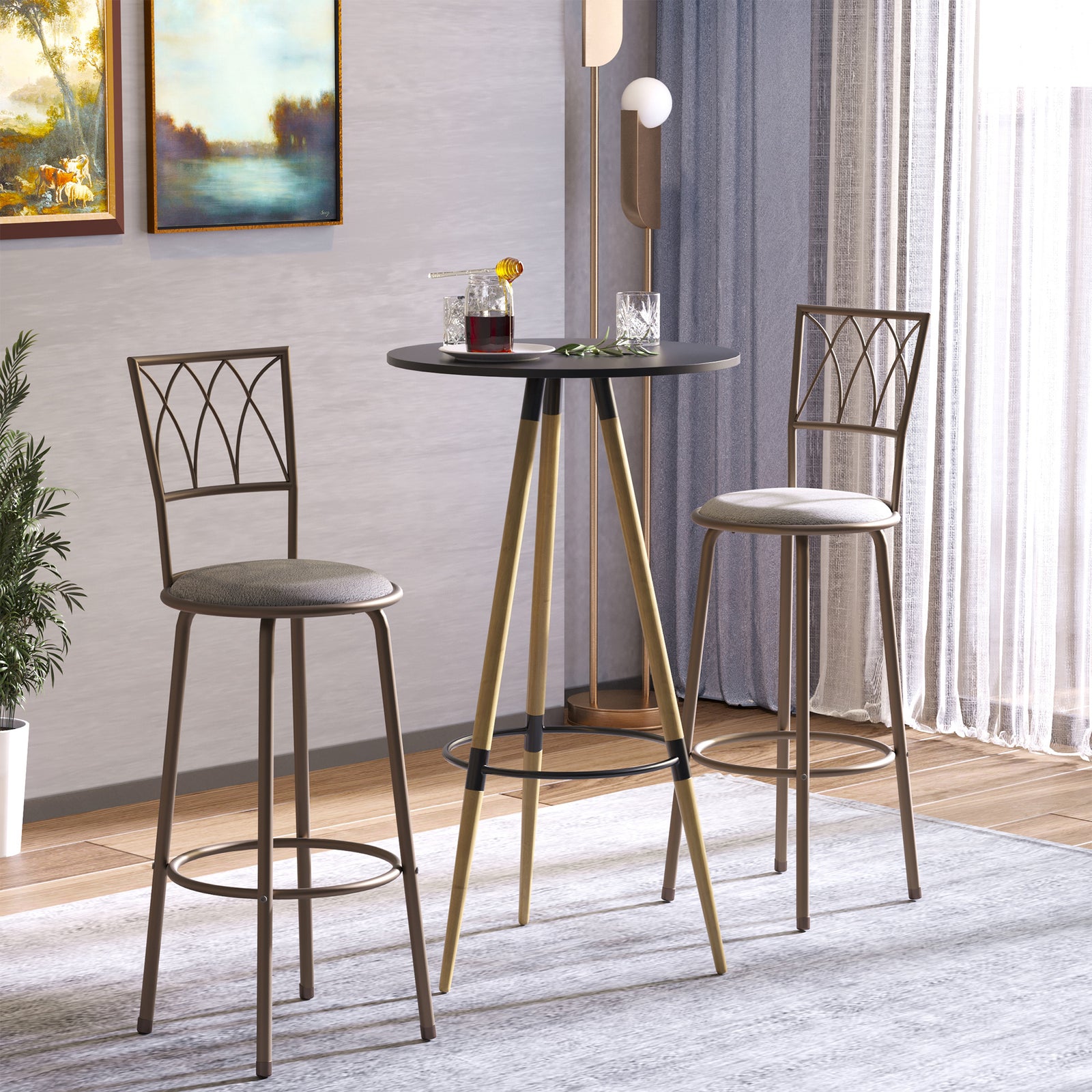 Swivel Armless Upholstered Bar Stools Set Of 2
