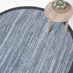 Blue Denim Handwoven Striped Chindi Rug | 150cm | Blue