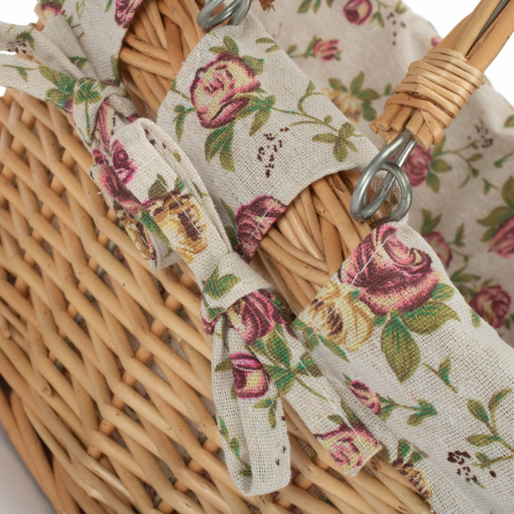 Medium Swing Handle Double Steamed Wicker Oval Shopping Basket | Pink