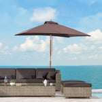 2x1.5m Wooden Patio Umbrella Parasol | Brown