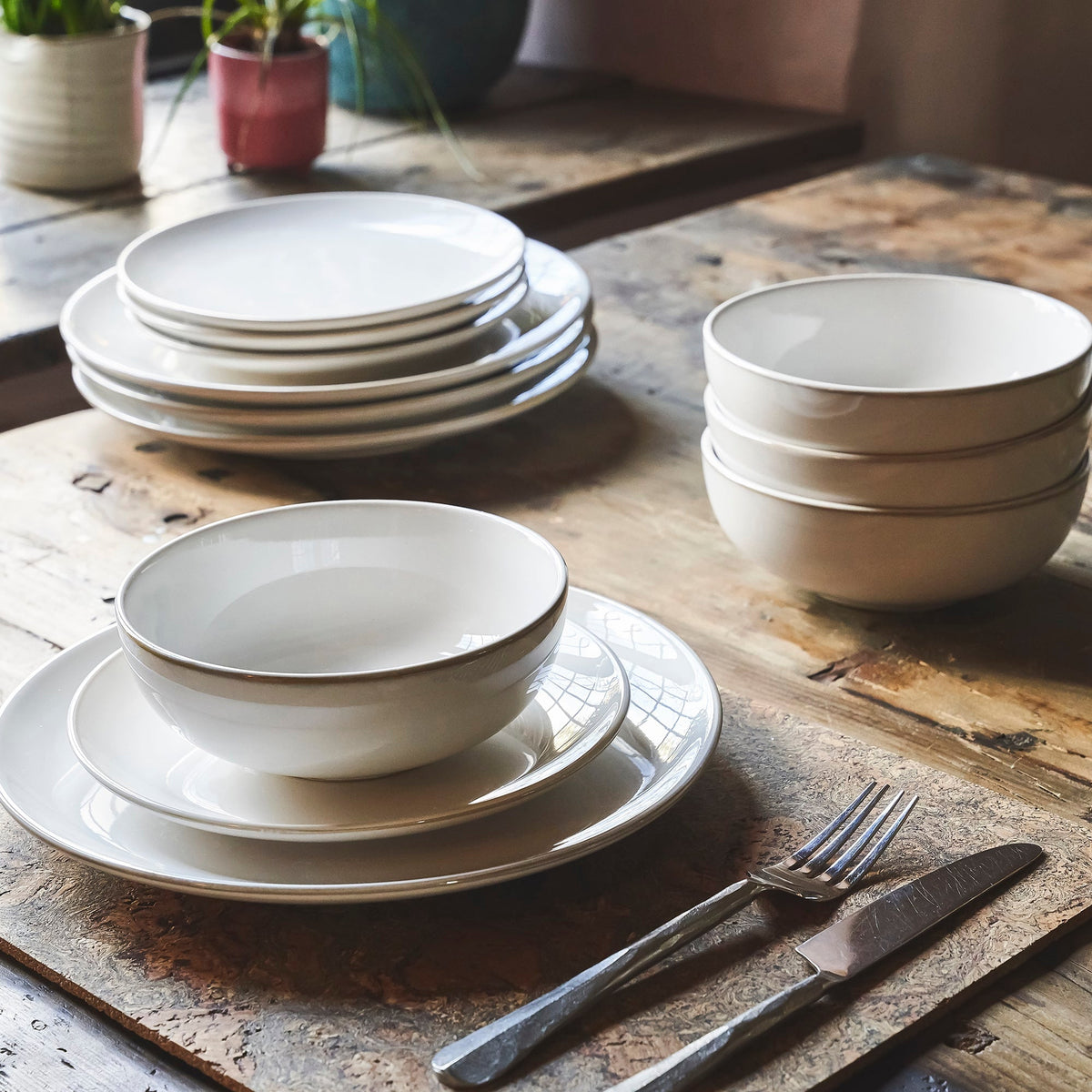 Nordic Stoneware Dinner Set | 12 Piece | White