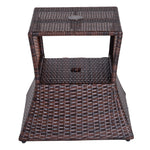 Rattan Side Table Outdoor Tea Coffee With Umbrella Hole
