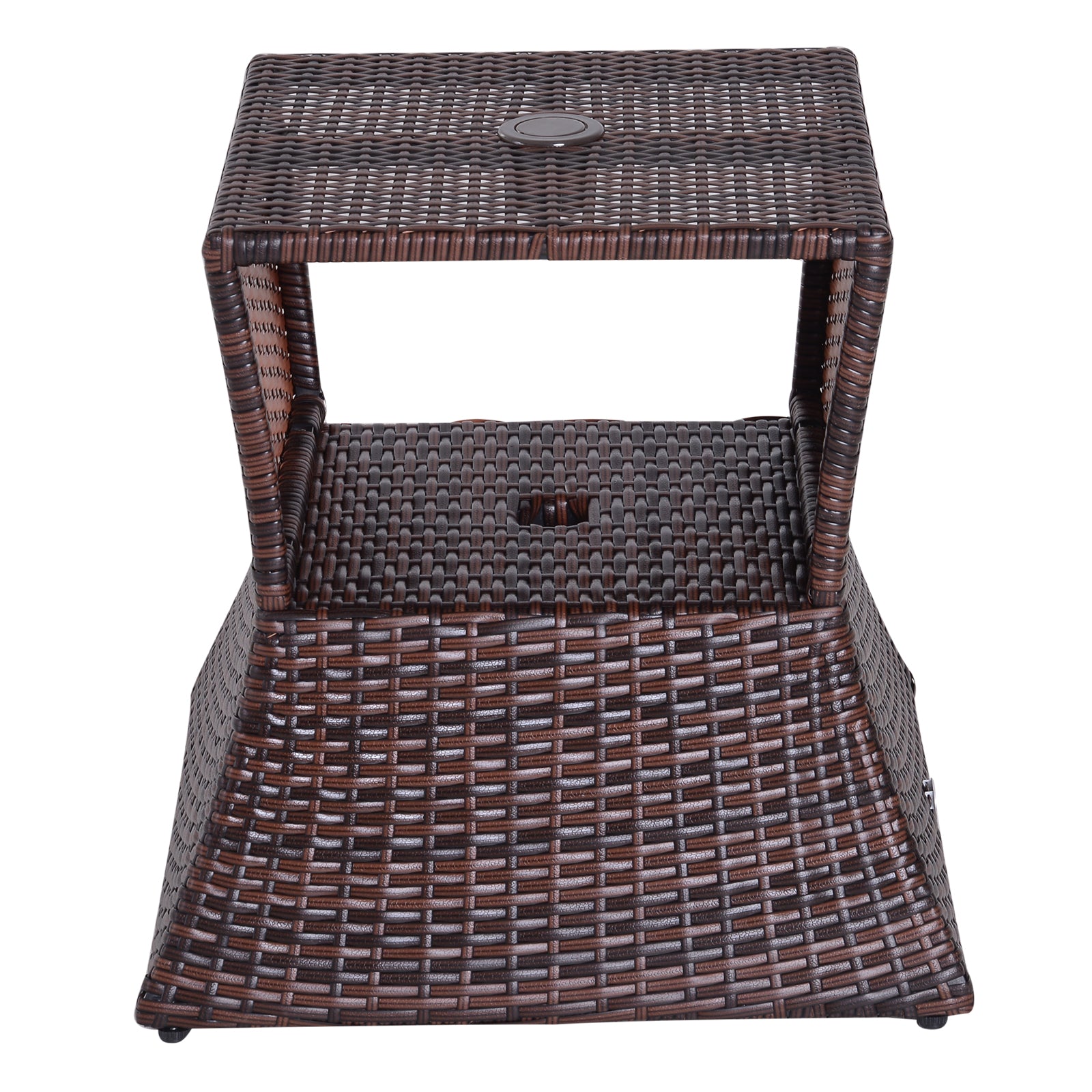 Rattan Side Table Outdoor Tea Coffee With Umbrella Hole