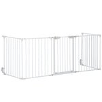 Pet Safety Gate 5 Panels Playpen Metal Fence W/ Walk Through Door | White