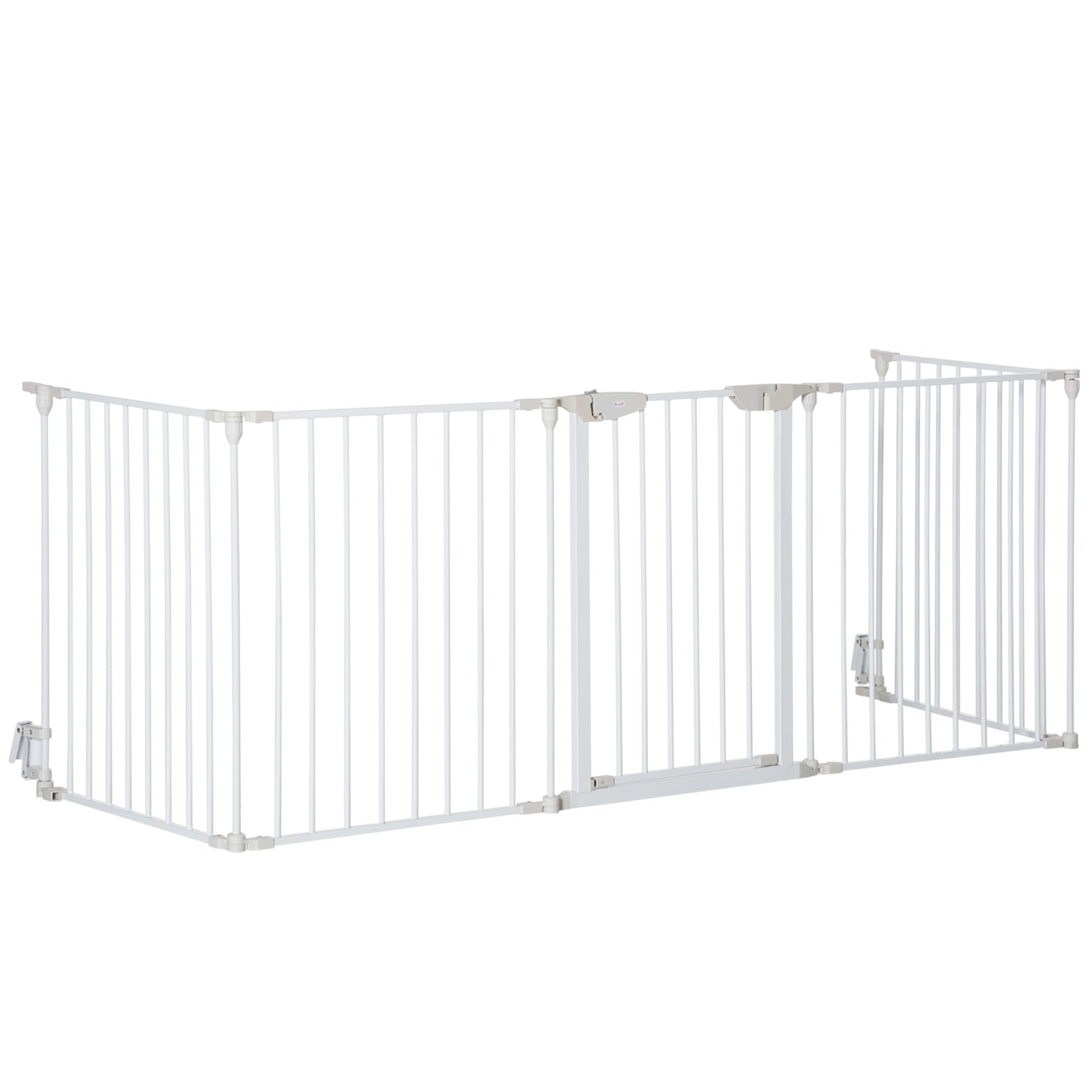 Pet Safety Gate 5 Panels Playpen Metal Fence W/ Walk Through Door | White