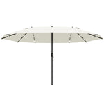 4.4m Double-sided Patio Parasol W/ Led Solar Lights | Cream