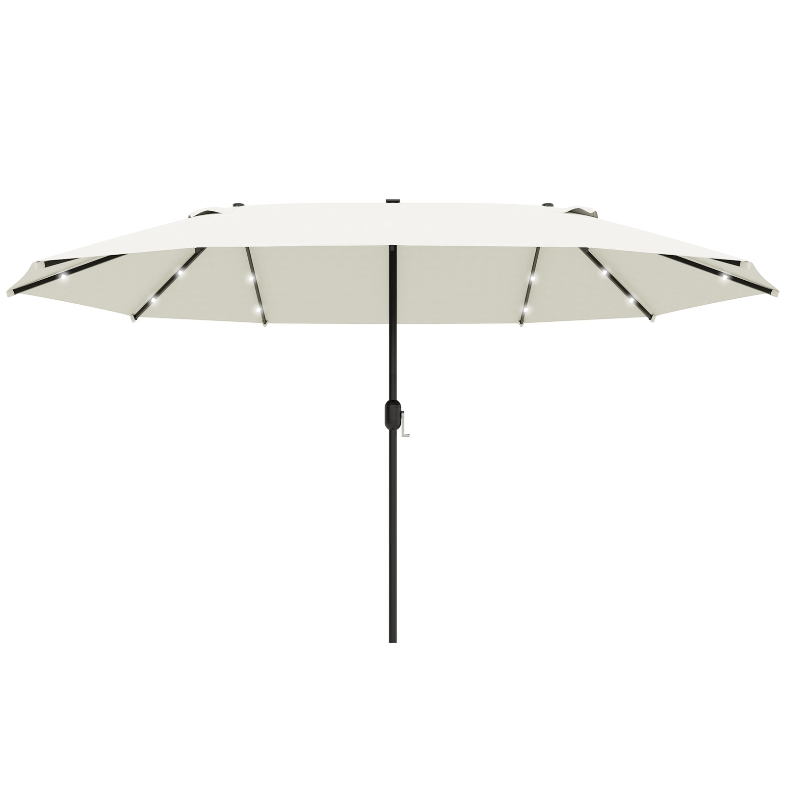 4.4m Double-sided Patio Parasol W/ Led Solar Lights | Cream
