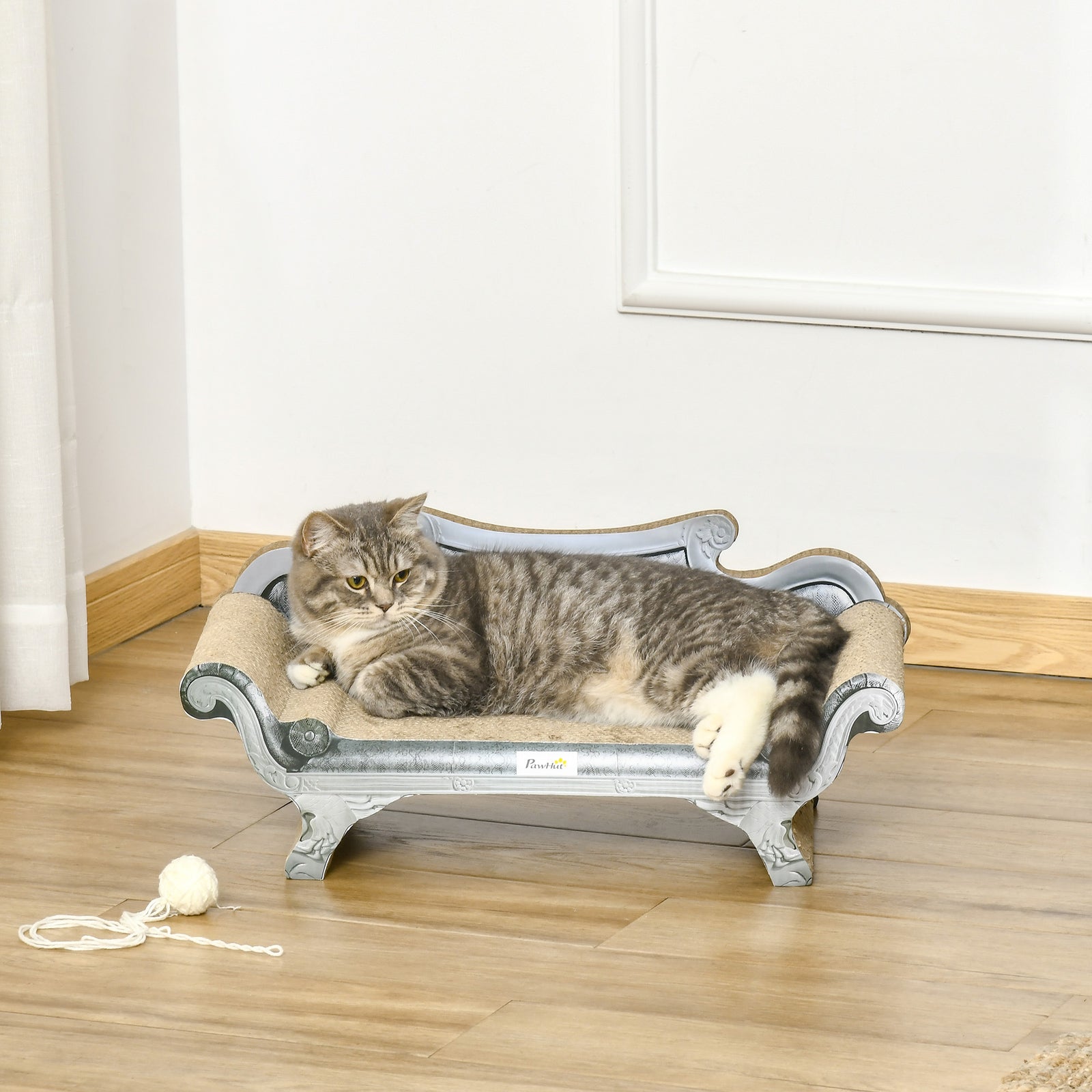 60cm Cat Scratching Board With Catnip, Cardboard Scratcher Lounger Bed