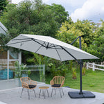 Large Square Patio Parasol With Durable Polyester Canopy, Pa Waterproof Coating, Adjustable Height, 360° Foot Pedal Rotation With Cross Base & Square Base | One Size | Light Grey