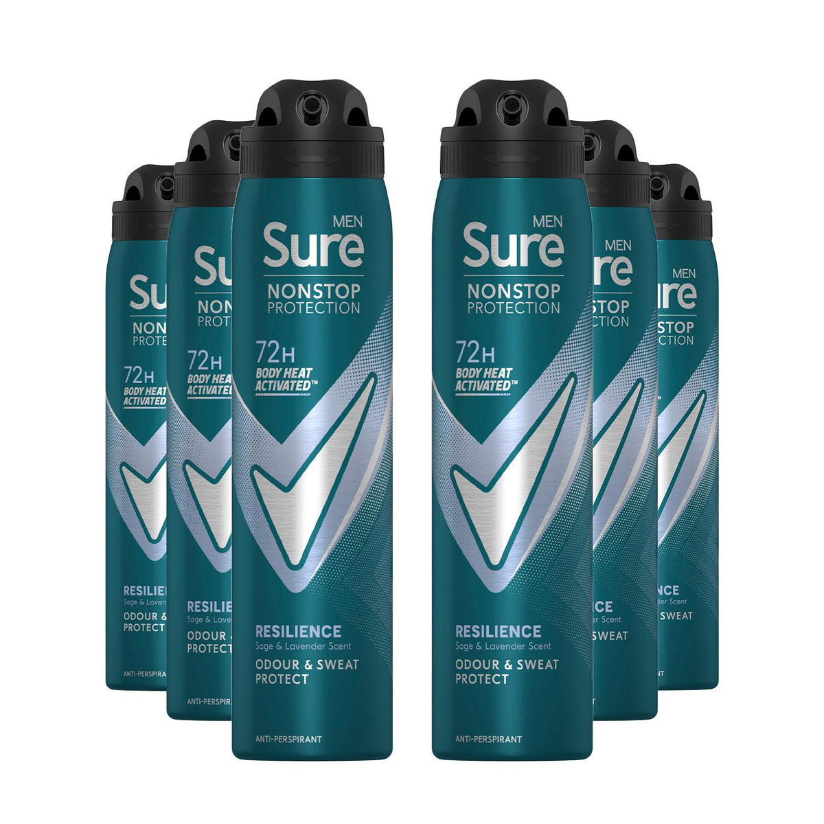 Men Resilience Deodorant Spray With 72h Nonstop Protection 250ml, 6 Pack | Set of 6