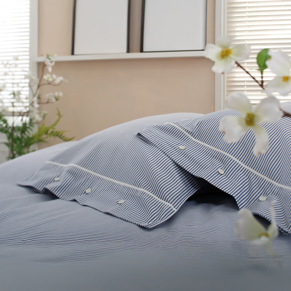 Southport Blue 100% Cotton Cuffed Finish Duvet Cover Set | Double | Blue