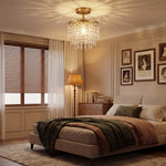 Crystal Ceiling Light With 57 Crystal Strands | Gold