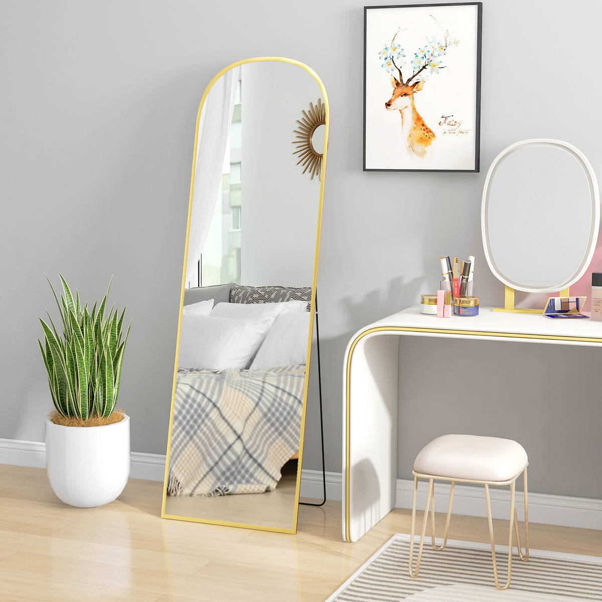 HOMCOM Full Length Mirror, Aluminium Frame Gold