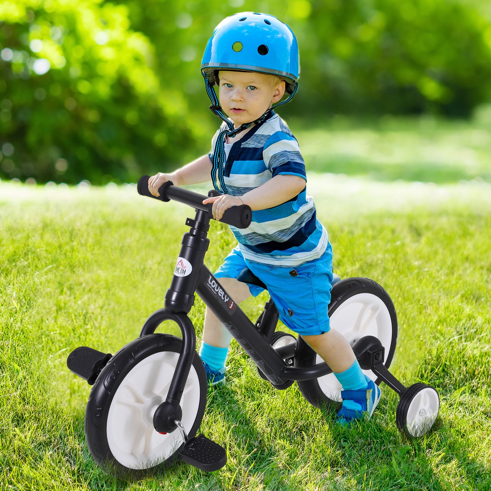 11" Kids Balance Bike W/removable Stabilizers | Black