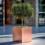 Zinc Galvanised Square Planter | 40cm x 40cm x 40cm | Rose Gold