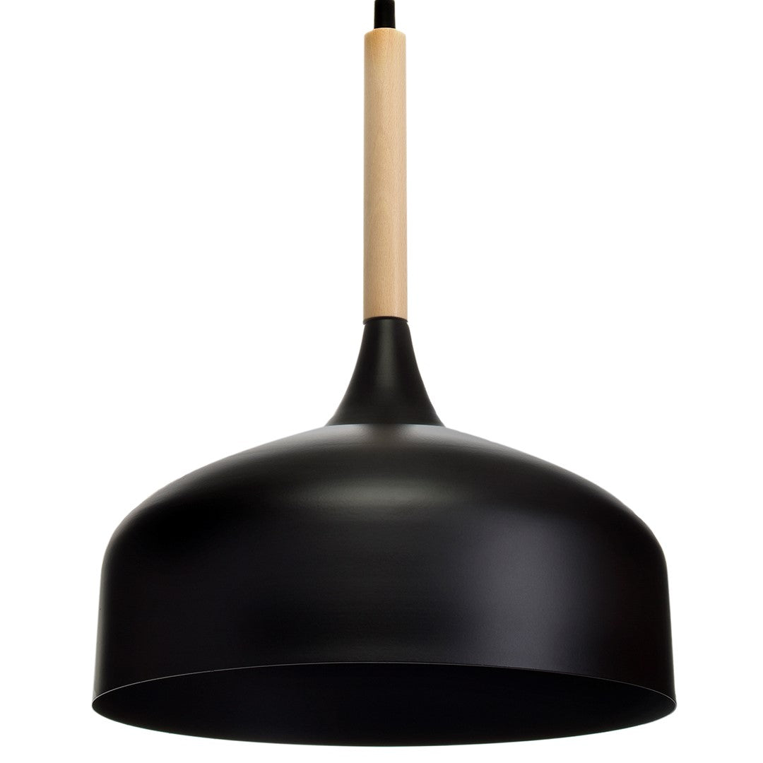 Taylor Hand Made Pendant Lamp With Natural Wood Detail Scandi Style | White