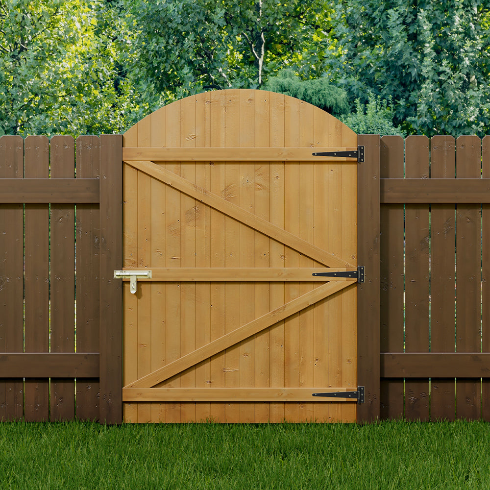 105cm W X 150/180/210cm H Wooden Garden Gate With Arched Top, Pine Wood Outdoor Fence Gate With Installation Hardware | 150cm | Natural