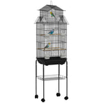 Metal Bird Cage W/ Perch, Food Container, Handle, For Finch, Canary | Large | Black