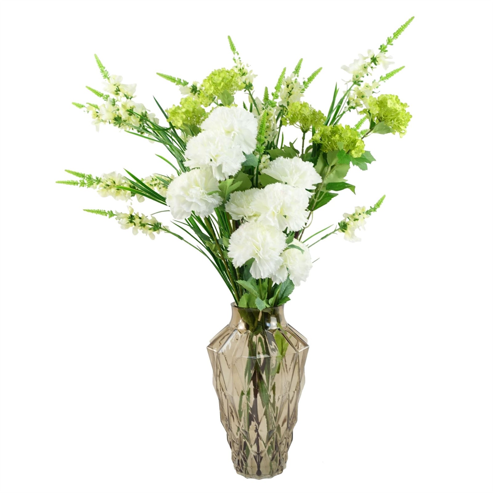 Pack Of 6 X 70cm White Artificial Carnation Stem 24 Flowers