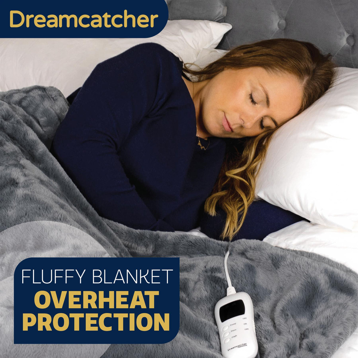 Heated Throw Faux Fur Electric Blanket 160 X 130cm Thermal Blanket & Timer 9 Heat Settings | Double | Dark Grey