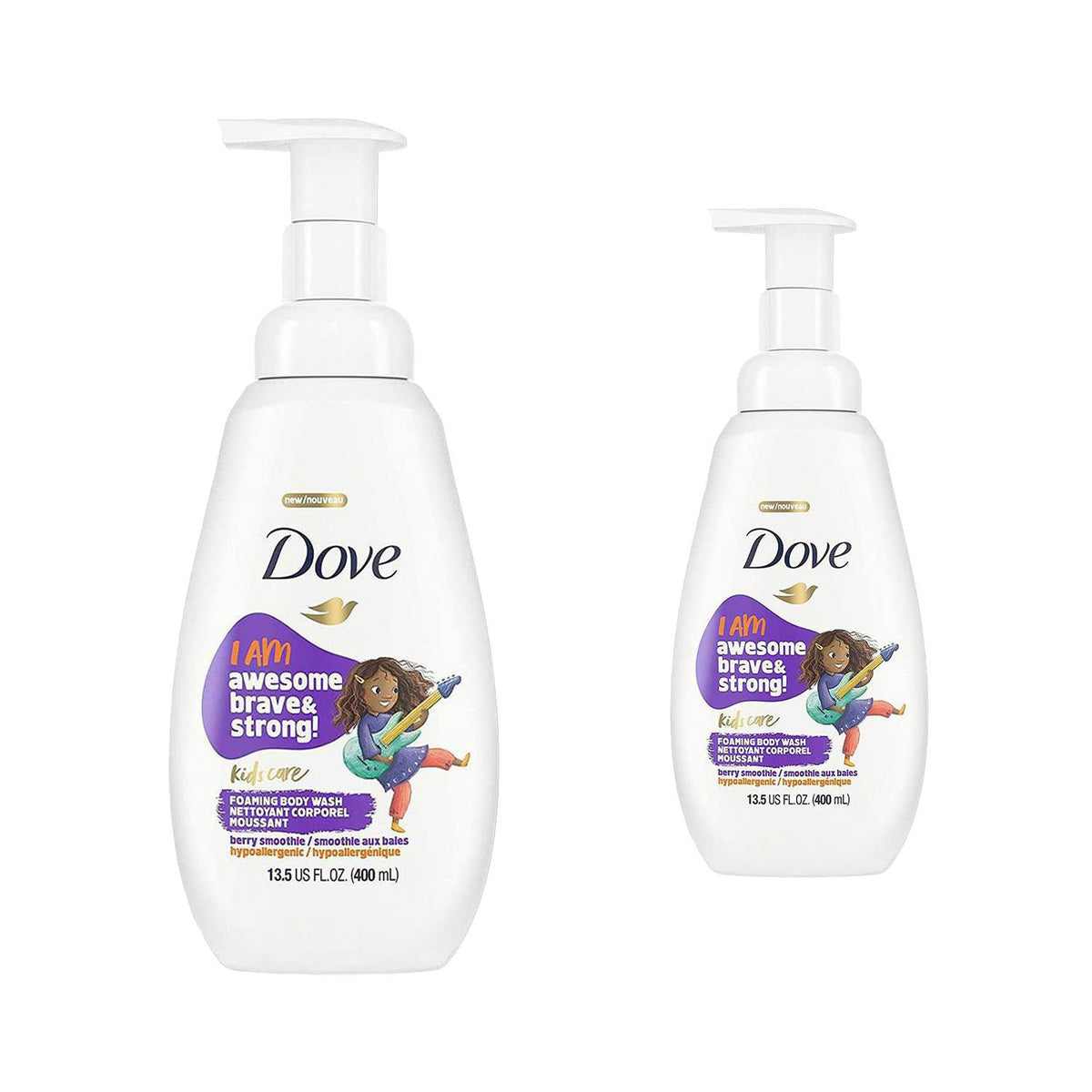 Kids Hypoallergenic Foaming Body Wash, Berry Scent, Gentle 400ml | Set of 2