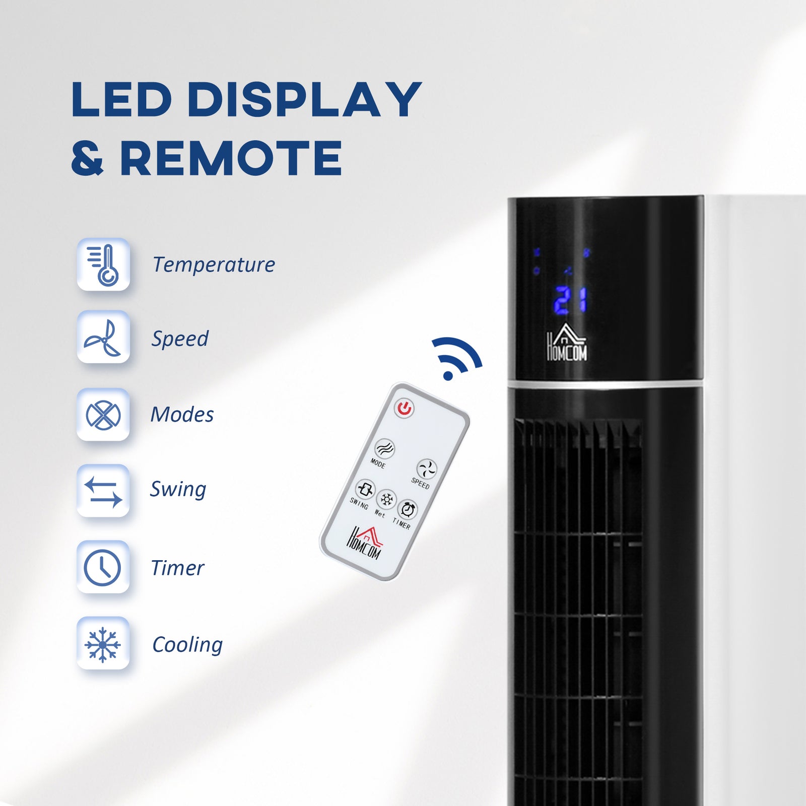 Bladeless Air Cooler Evaporative Oscillating Tower Fan