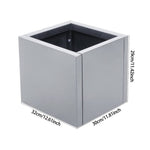 Zinc Galvanized Steel Planter Box With Drainage Hole –square Raised Planter Box Outdoor Balcony Garden Trough Pot | Small | Light Grey