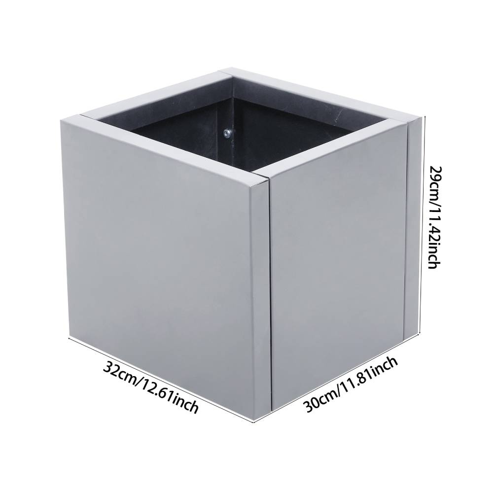 Zinc Galvanized Steel Planter Box With Drainage Hole –square Raised Planter Box Outdoor Balcony Garden Trough Pot | Small | Light Grey