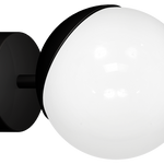 Sfera Designer Wall Lamp Hand Made Scandi Style Minimalistic Matt Black And White Glass
