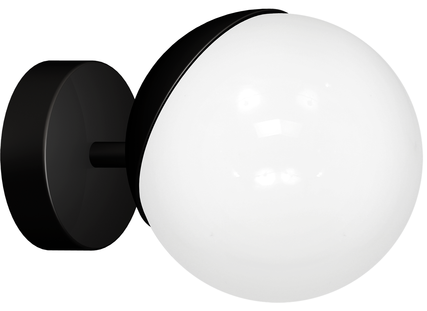 Sfera Designer Wall Lamp Hand Made Scandi Style Minimalistic Matt Black And White Glass