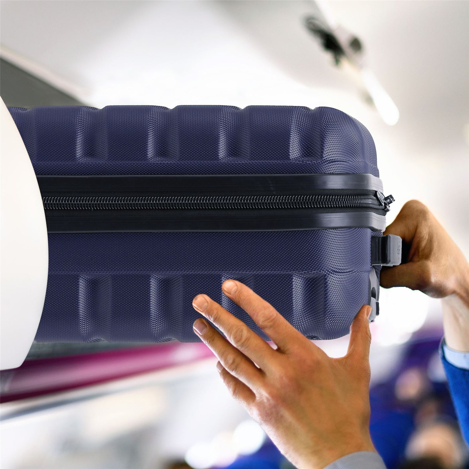 45x36x20cm Easyjet Free Cabin Bag 2 Wheel Suitcase Hard Shell Carry On | Cabin | Navy Blue