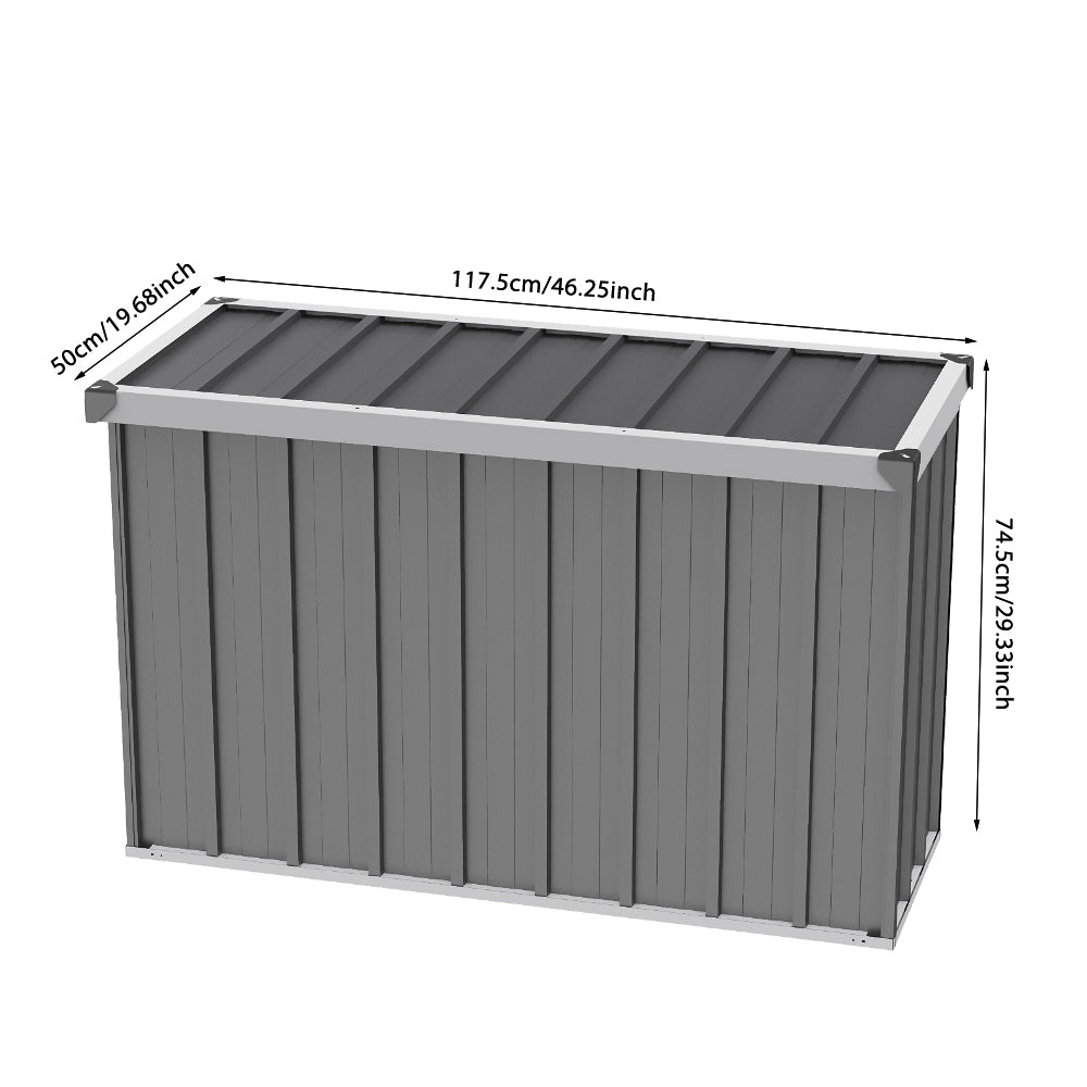 320l Outdoor Storage Box With Metal Frame – Weatherproof Garden & Patio Storage For Tools, Cushions, With Combination Lock | Grey